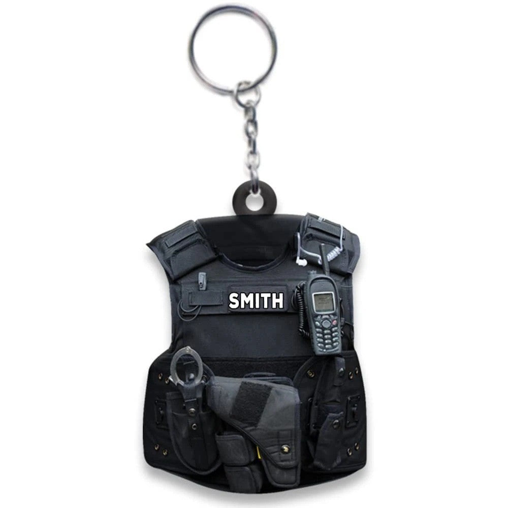 Wholesale Acrylic Flat Police Keychain